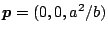 $\mbox{\boldmath${p}$}=(0,0,a^2/b)$