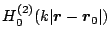 $\displaystyle H_{0}^{(2)}(k\vert\mbox{\boldmath${r}$}-\mbox{\boldmath${r}$}_0\vert)$