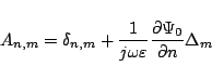 \begin{displaymath}
A_{n,m}
=
\delta_{n,m} +\frac{1}{j\omega\varepsilon }
\frac{\partial{\Psi_0}}{\partial{n}}\Delta_m
\end{displaymath}